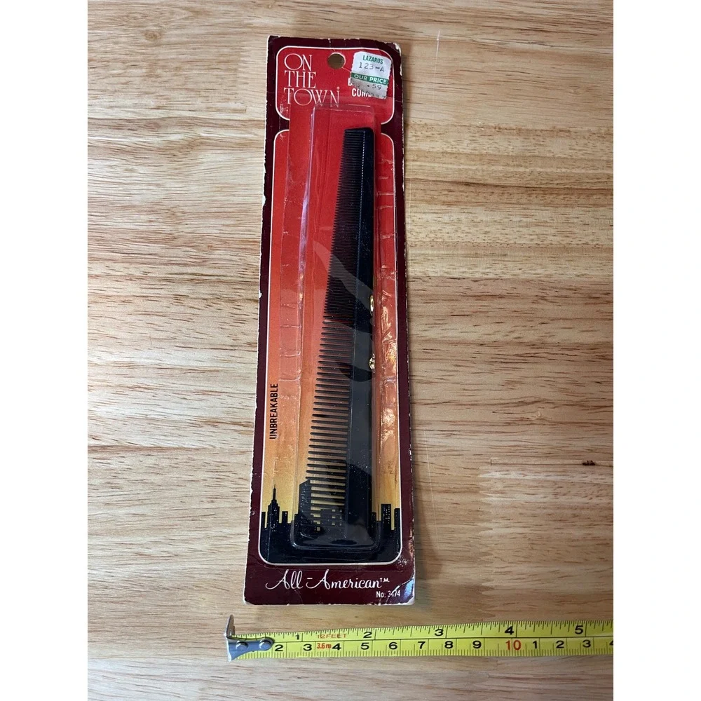 VTG All-American On The Town Black Unbreakable Hair Barber Comb‎ Unbreakable New